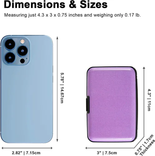 Vista 51 de Soporte para tarjetas de crédito, cartera metálica con bloqueo RFID para tarjetas de identificación para mujeres y hombres, funda rígida de aluminio