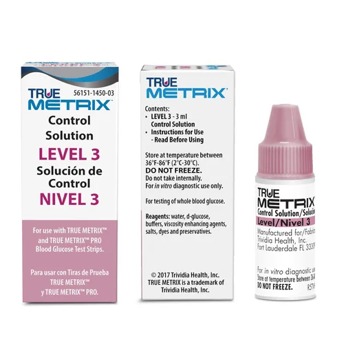 Vista 8 de True Metrix Solución de control Nivel 1, 3 mL Solution for Use with TRUE METRIX Blood Glucose Test Strips and Meter, Use to Confirm Glucose