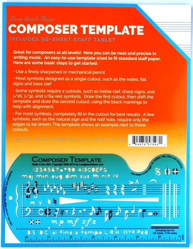 Vista 3 de Plantilla para composición de canciones con notas musicales & símbolos, con tableta para papel manuscrito