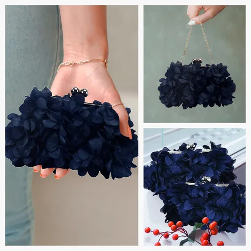 Vista 5 de JAMBHALA Bolsos de mano de noche con apliques florales, pequeños monederos de embrague para mujer