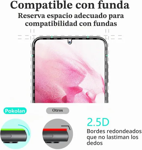 Vista 6 de Pokolan Protector de pantalla para Samsung Galaxy S23 5G Película de vidrio Transparente