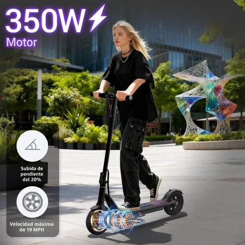 Vista 4 de Aovowheel Scooter eléctrico para adultos, plegable E Scooter Conmuting Púrpura-negro