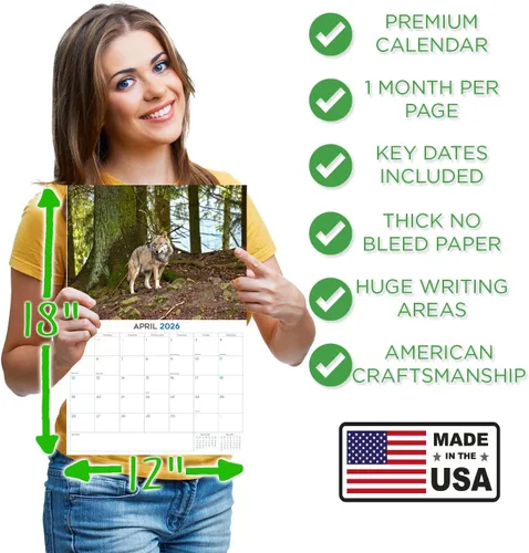 Vista 201 de Calendario de grises africanos 2025 2026 – Planificador mensual de pared de aves africanas – 12 x 18 pulgadas (abierto), calendario de pared