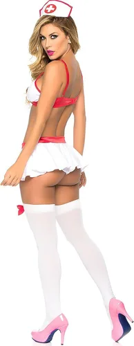 Vista 2 de Conjunto de lencería transparente de uniforme de enfermera traviesa para Halloween