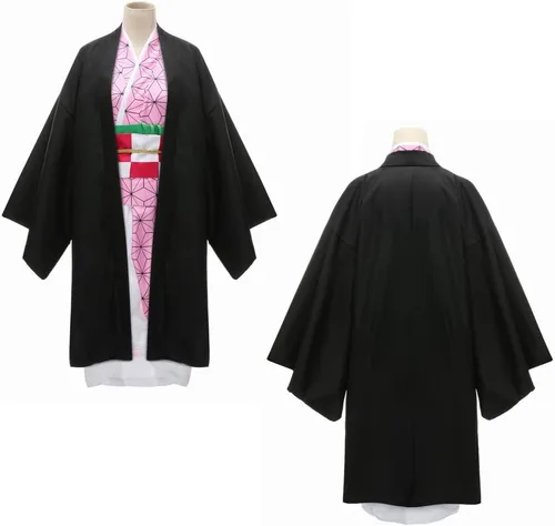 Vista 6 de OURUEPY Disfraz de cosplay para niños Nezuko Halloween Anime Cosplay Kamado Kimono conjunto