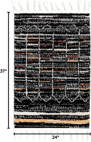 Vista 2 de Unique Loom Aramis Collection - Alfombra rectangular de 2 pies x 3 pies 1 pulgadas, color negro