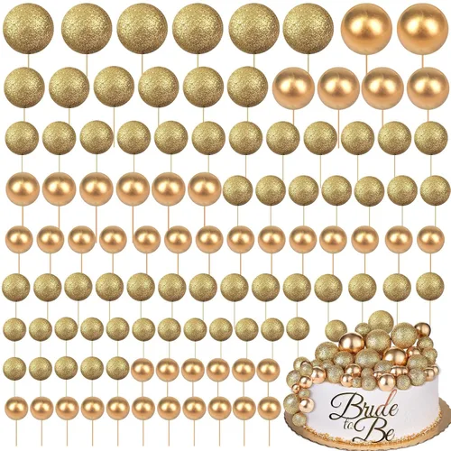 Vista 12 de 108 piezas de decoración de bolas para tartas, decoración de cupcakes, globos de espuma para tartas de bricolaje para bodas, aniversarios, blanco