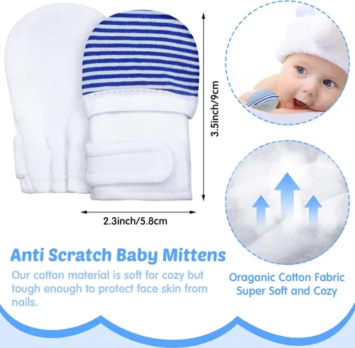 Vista 2 de 8 pares de manoplas ajustables para bebé, sin arañazos, guantes de bebé recién nacido, unisex, para bebé