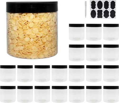 Vista 7 de zmybcpack Paquete de 12 tarros de plástico de 10 onzas con tapas, tarro