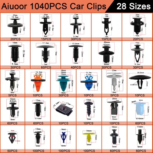 Vista 2 de Clips de retención de automóvil, 1105 piezas, clips de retención de empuje de plástico para panel de puerta de automóvil, kit de clips de 28