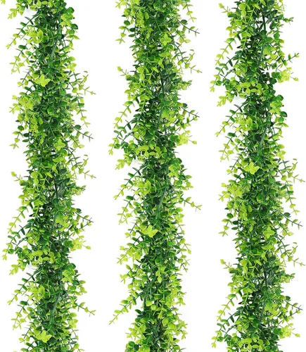 Vista 79 de RECUTMS Guirnalda artificial de otoño, plantas de vegetación sintética 1 pieza seda marrón