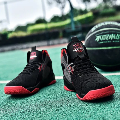 Vista 5 de WELRUNG Tenis de baloncesto unisex de caña alta, ligeros, para correr, trotar, para jóvenes