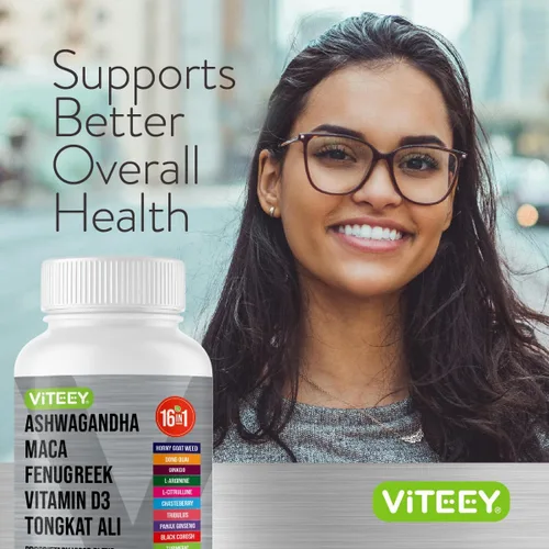 Vista 6 de Viteey Ashwagandha Maca Fenogreco Suplemento con Tongkat Ali - Conduce, pasión y apoyo energético para hombres y mujeres - Apoyo al estado de ánimo