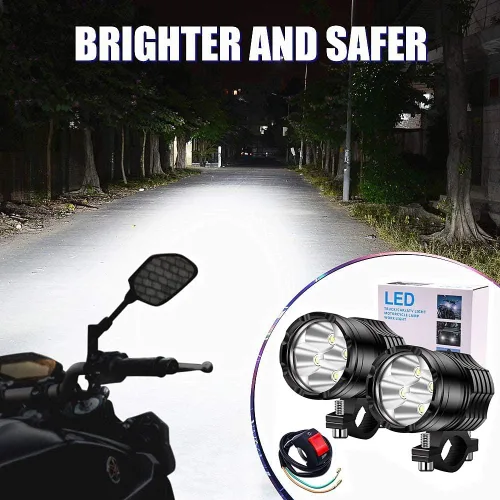 Vista 6 de Ourbest Luz de motocicleta, 12 V 24 V alto/bajo/estroboscópico motocicleta auxiliares luces ATV UTV Bicicletas Dirt Bike Led niebla luces