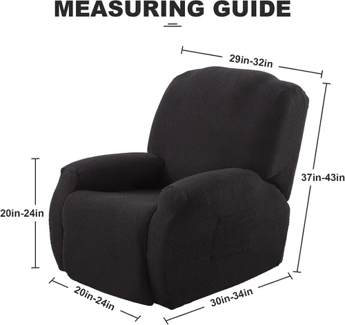 Vista 3 de ele ELEOPTION Fundas reclinables de 4 piezas con bolsillo lateral, antideslizante, ajustable, protector de muebles con parte inferior elástica Negro