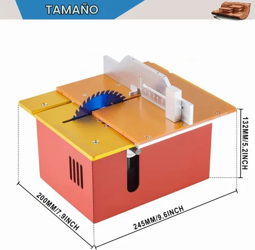 Vista 3 de Mini sierra de mesa de precisión de 360 W, sierras de mesa T60 Hobby para pequeñas manualidades de carpintería, profundidad de corte ajustable