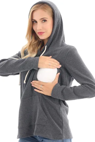 Vista 11 de Bearsland - Sudadera de lactancia y maternidad para mujer, con bolsillos y capucha