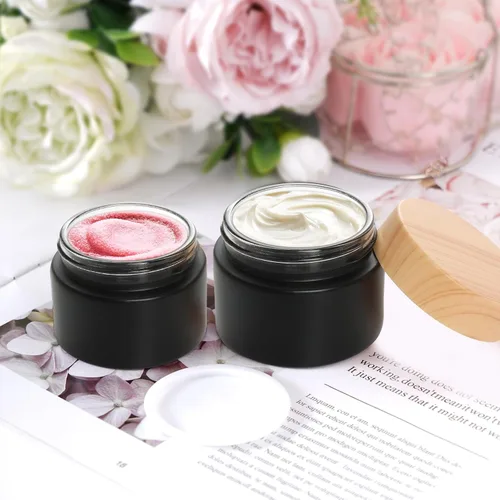 Vista 7 de 6Pcs Glass Lotion Cream Container with Lid for Travel Black 15ml 30ml 50ml Negro