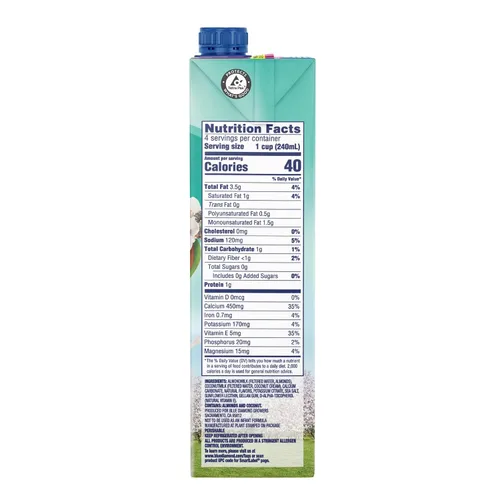 Vista 5 de Almond Breeze Mezcla de coco de almendras sin lácteos, vainilla sin azúcar, 32 onzas líquidas