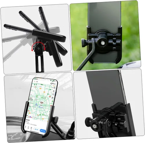 Vista 5 de Soporte de teléfono móvil ajustable para bicicleta para manubrio, soporte giratorio de navegación, fácil instalación, diseño resistente