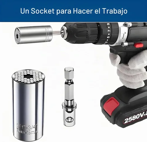 Vista 3 de [2PCS] Llave de vaso universal súper para estándar 1/4'' - 3/4'', 7mm-19mm métrico, llave de vaso ajustable multifunción con llave de trinquete, kit