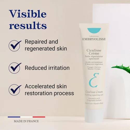 Vista 3 de Embryolisse Crema facial Cicalisse. Hidratante con ácido hialurónico que acelera el proceso de restauración de la piel, cuidado diario de la piel