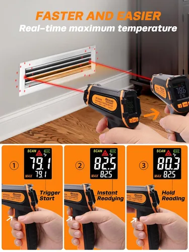 Vista 4 de Mecurate Infrared Thermometer Gun -58°F to 1112°F Laser Temperature Gun
