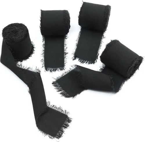 Vista 21 de 4 rollos de cinta de seda hecha a mano con flecos de 1.5 pulgadas x 5 yardas (4 rollos de 20 yardas) para invitaciones de boda, ramos de novia