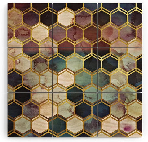 Vista 38 de Society6 Monika Strigel - Mural de pared de madera de sirena de verano de mediados de siglo, 4 x 4 pies, multicolor