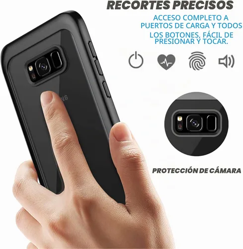 Vista 8 de Funda para Samsung Galaxy S8, carcasa de cuerpo completo con protector de pantalla integrado, delgado, transparente, absorbente de golpes, a prueba