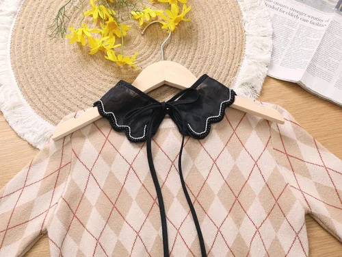 Vista 5 de Collar falso desmontable, mini chal de diamantes de imitación, gargantilla de capa falsa Peter Pan para mujer