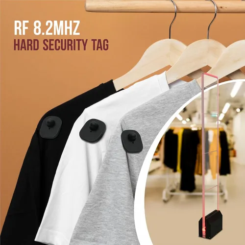 Vista 5 de Mini etiquetas de seguridad RF 8.2MHz con pin - 250 unidades - Seguridad de punto de control compatible para prevención de robos - para ropa