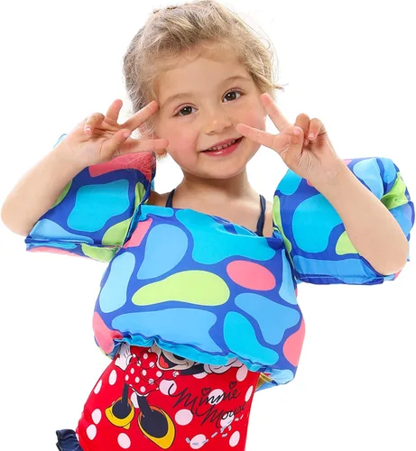 Vista 11 de Double Couple Toddler Swim Vest with Sleeves Cartoon Adjustable Strap Swimming Jacket Pool Floaties for Kids 20-50 Pounds Boys and Girls Child