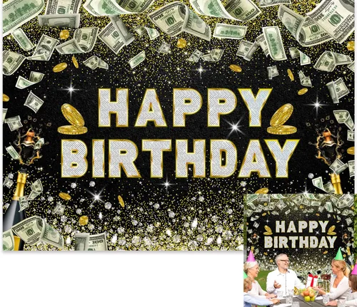 Vista 6 de Telón de fondo de cumpleaños de 5 x 3 pies, fondo de fiesta para niños y niñas, suministros para cabina de fotos
