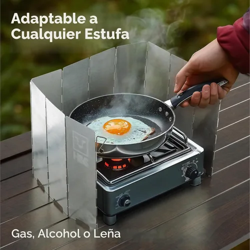 Vista 5 de H&S Parabrisas plegable para estufa de campamento – Parabrisas de estufa de campamento para acampar al aire libre – 10 placas de aluminio
