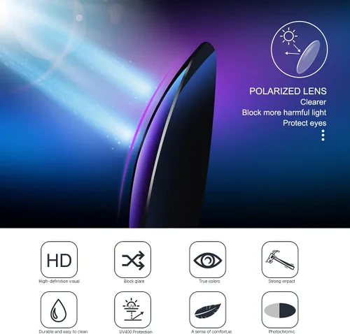 Vista 6 de YIMI Gafas de sol fotocrómicas polarizadas para hombre, para deportes al aire libre, conducción y ciclismo, antideslumbrante, UV400, gafas ligeras