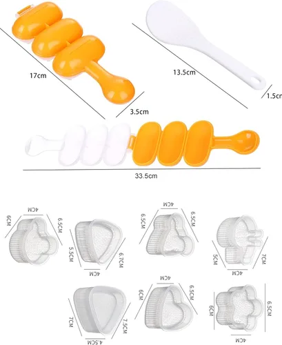 Vista 2 de Kit de fabricación de bolas de arroz para hacer sushi, moldeador de moldes Onigiri, grado alimenticio, libre de BPA