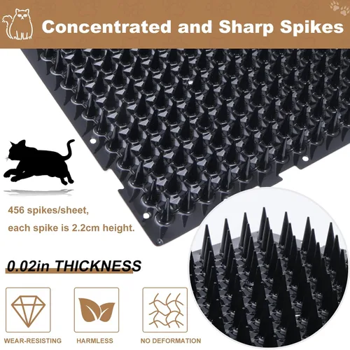 Vista 4 de Paquete de 10 alfombrillas de protección contra gatos de 13 x 16 pulgadas, para interiores y exteriores, valla repelente de gatos humanitaria (negro)
