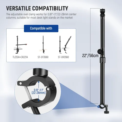 Vista 4 de NEEWER Soporte de cámara superior con clip para teléfono, abrazadera de 22"/56cm en brazo de sujeción flexible para soporte de escritorio, ajustable