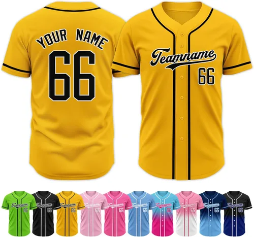 Vista 25 de Custom Baseball Jersey Stitched Personalized Name Number Baseball Shirts Sports Uniform for Men Women Boy
