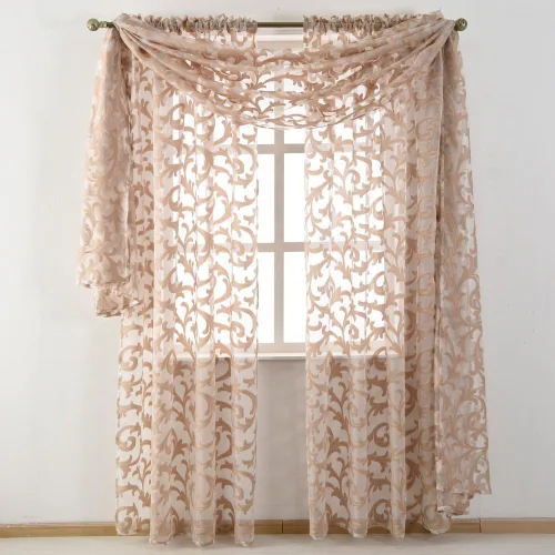 Vista 5 de NAPEARL Cenefa de cortina para ventana color beige, estilo europeo, de jacquard, decorativa, para arco de boda, cortina de cama transparente