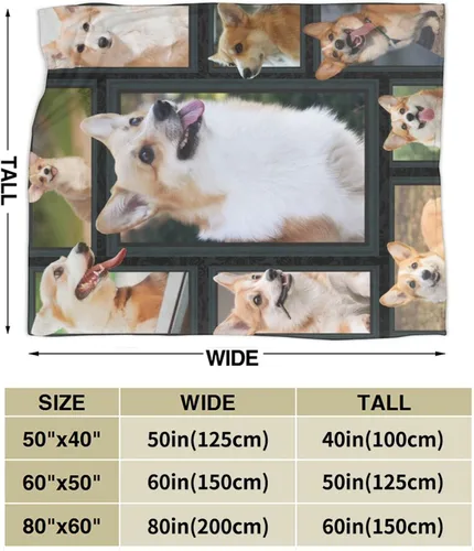 Vista 4 de Little Cute Corgi Dog Art - Manta suave de franela para diferentes personas y estaciones, adecuada para cama, sofá, camping, cine o viajes