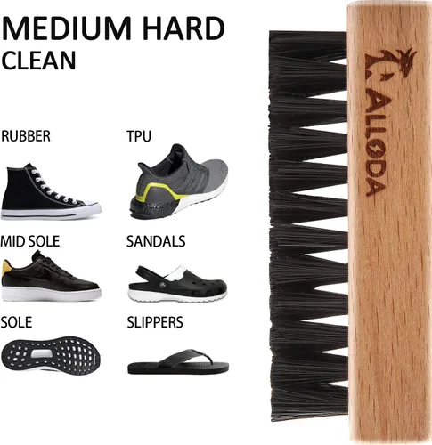Vista 4 de Cepillo de limpieza de zapatos - Actualización Protege el cepillo limpiador de zapatillas suaves y duras de doble cara por 100% jabalí y cerdas