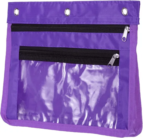 Vista 10 de PATIKIL Estuche expandible para lápices de 3 anillos, 1 paquete de tela Oxford de gran capacidad con cremallera, estuche para oficina y hogar