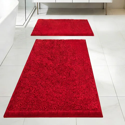 Vista 60 de Juego de alfombras de baño de 2 piezas, súper absorbente suave, gruesa, lavable en lavadora, alfombra de baño de chenilla antideslizante, alfombra