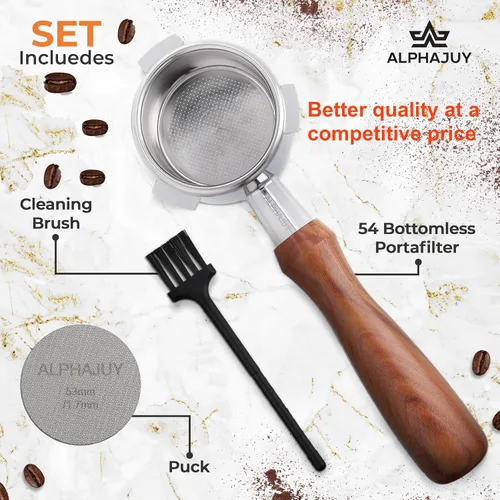 Vista 3 de Portafiltro sin fondo de 2.126 in compatible con Breville de 2.126 in con grabado único de la bandera de Estados Unidos, enriquece tu café espresso