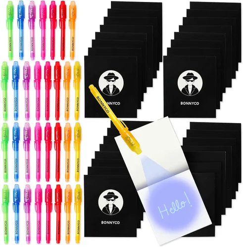 Vista 13 de BONNYCO - Bolígrafo de tinta invisible y cuaderno; paquete de 16 unidades de recuerdos de fiesta de dinosaurios para niños; suministros para fiestas