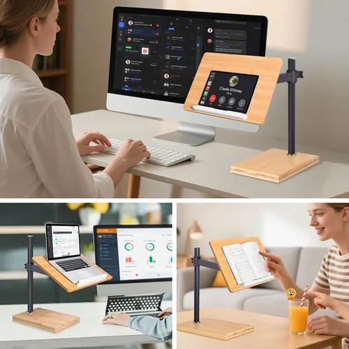 Vista 6 de wishacc Soporte de libro ajustable para lectura, soporte ergonómico de lectura de libros de escritorio con ajuste de altura y ángulo, soporte