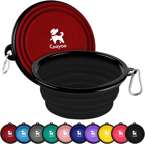 Vista 70 de COOYOO Cuenco plegable para perros, paquete de 2 cuencos plegables para agua para perros y gatos, plato portátil para alimentación de mascotas