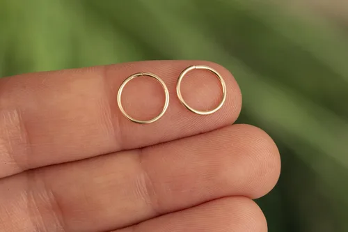 Vista 71 de Aretes de aro de oro de plata – Aretes de aro para mujer, dos piezas de aros de plata fina rellenos de oro, aro de hélice, anillo de tragus, aro